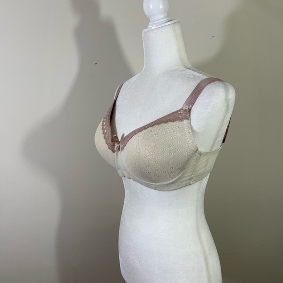 Paramour Sz 36D bra cream with a plum lace and plum satiny adjustable straps - Picture 2 of 8